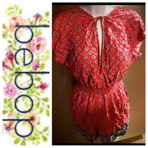 BeBop Red and Black Patterned Romper